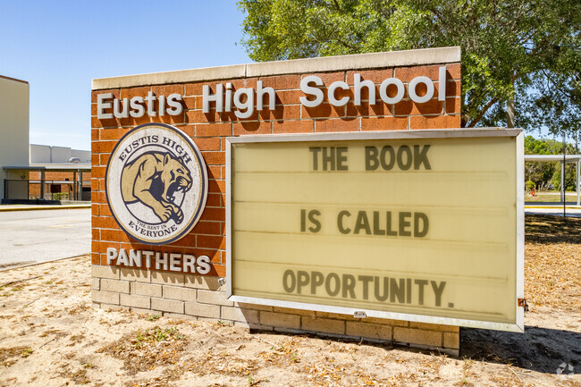 Eustis High School's welcome sign and home of the Panthers in Lake County.