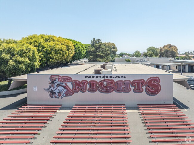 Students enjoy the vibrant playground at Nicolas Junior High.