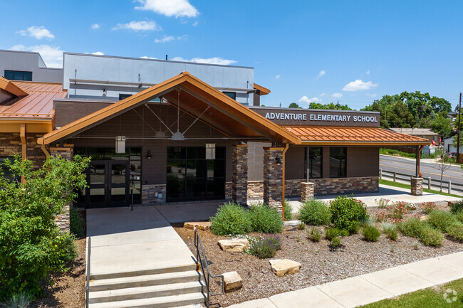The entrance at Adventure Elementary School in Denver, Colorado.