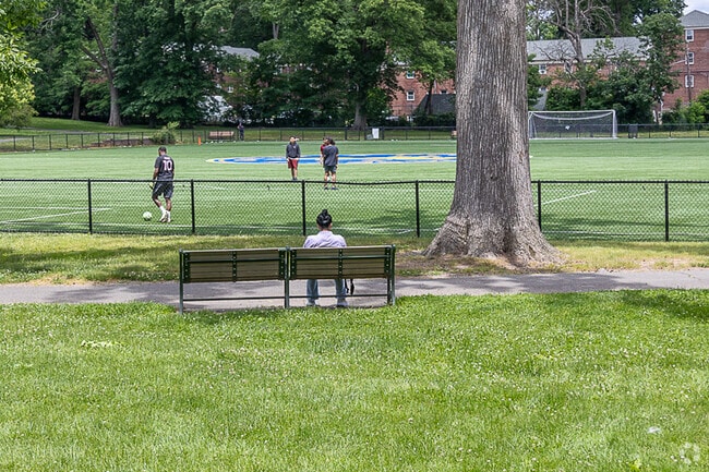 Getting some quiet time sitting and watching the game in Monte Irvin Park.