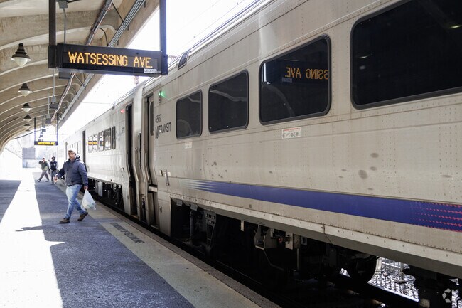 Board the train at Watessing Ave. NJTransit station in nearby Bloomfield, NJ.