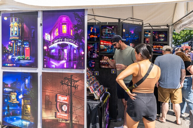 Visitors shop for new art at the Logan Square Arts Festival/