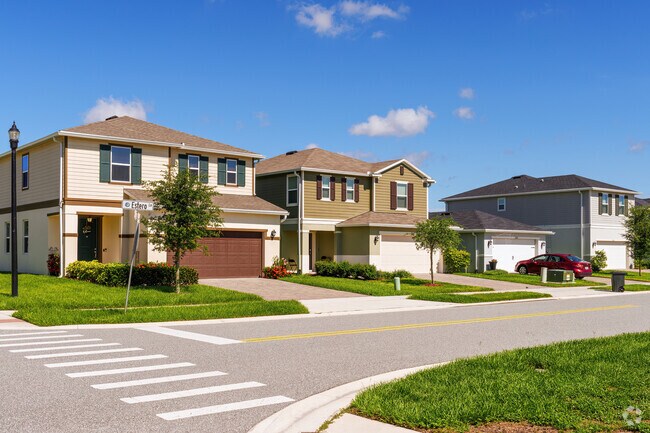 A beautiful row of homes in Beck Hammock displays unique color schemes that are eye-catching.