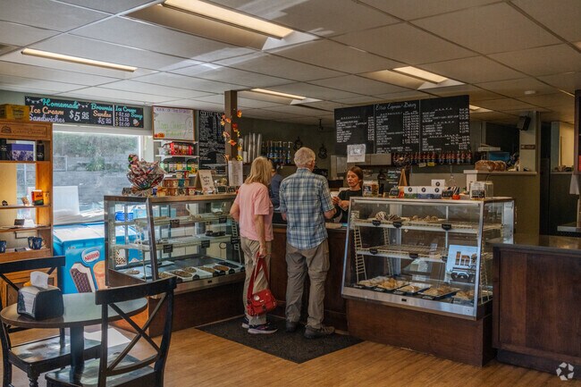 Locals grab coffee and pastries at Ellie’s Espresso & Bakery.