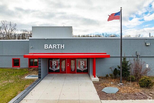 Main entrance to Barth Elementary School.