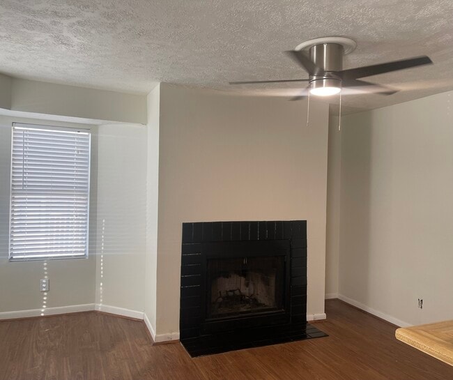 Open concept living room with fireplace
