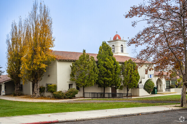 Taylor Middle School is surrounded by trees.