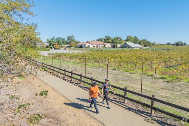 Kristopher Ranch is rich with gorgeous walking paths that go through parks, and beautiful local vineyards.