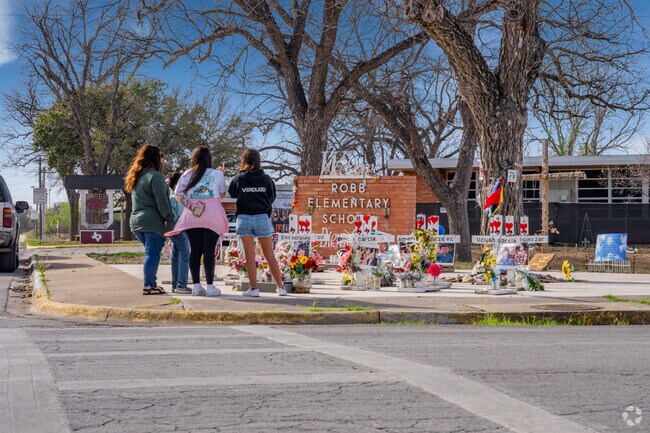 The memorial at Rodd Elementary School still attracts visitor wanting to pay respect.