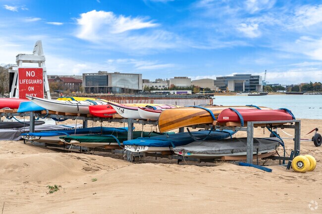 There are a variety of beach watercraft for rent at Burnham Shores Park.