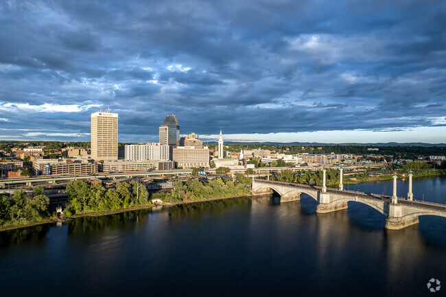 Downtown Springfield is along the Connecticut River.