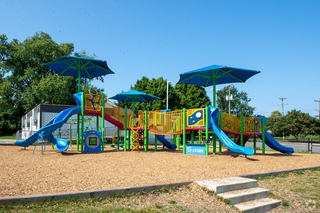 The colorful playground at Tuckahoe Elementary School is popular among students.
