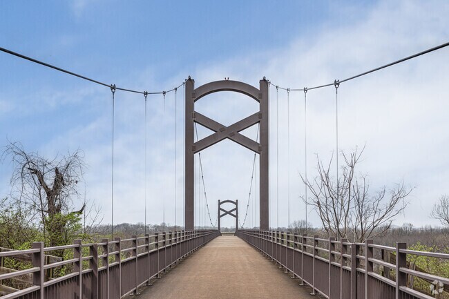 Two Rivers Greenway near Sunset View offers paved paths and a suspension bridge over the Cumberland River.