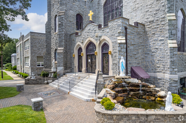 St. Peter Roman Catholic Church next to St. Peter Elementary School in Merchantville, NJ.