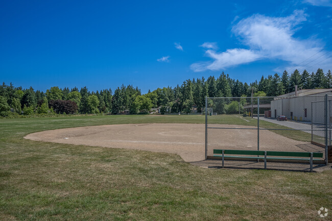 Well-maintained baseball fields at Highland Park Middle School in Beaverton, Oregon.