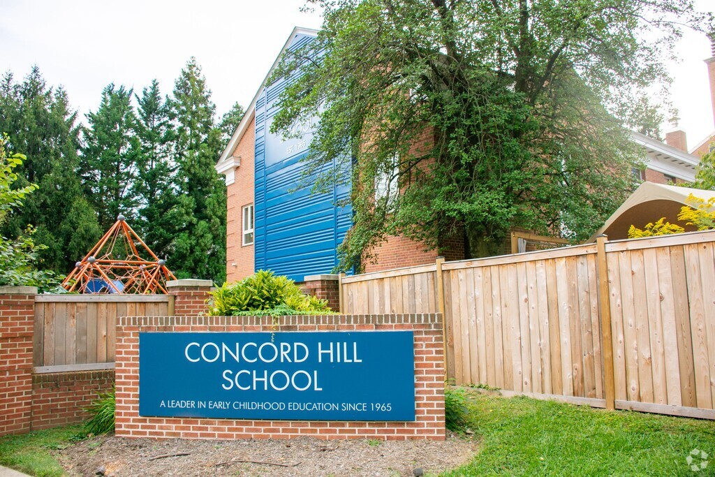 View of the Concord Hill School sign located in Chevy Chase Terrace, Chevy Chase MD.