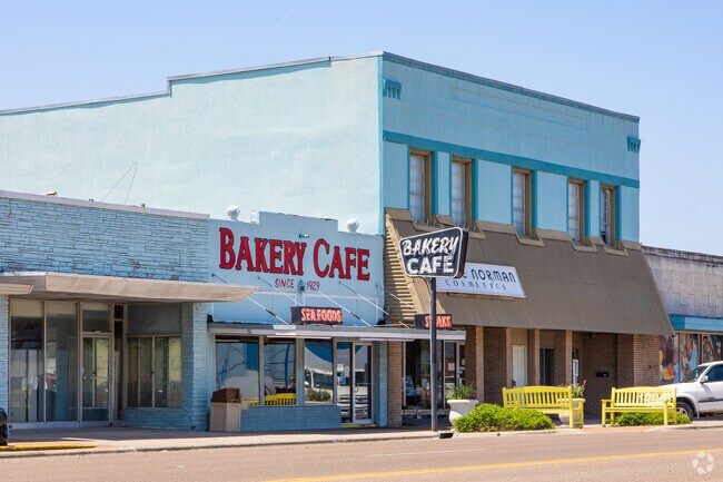Residents grab coffe at the Historical Bakery Cafe in Downtown Aransas Pass.
