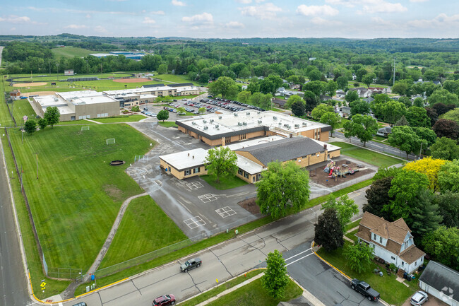 Poynette Middle School in Poynette, WI is located next door to the local high school.