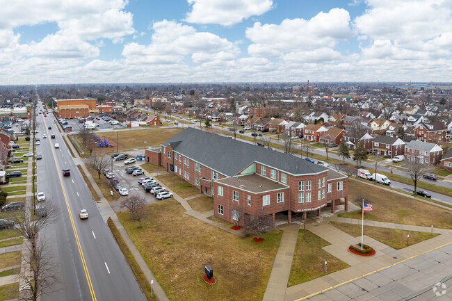 Aerial view of Iris Becker Elementary School.
