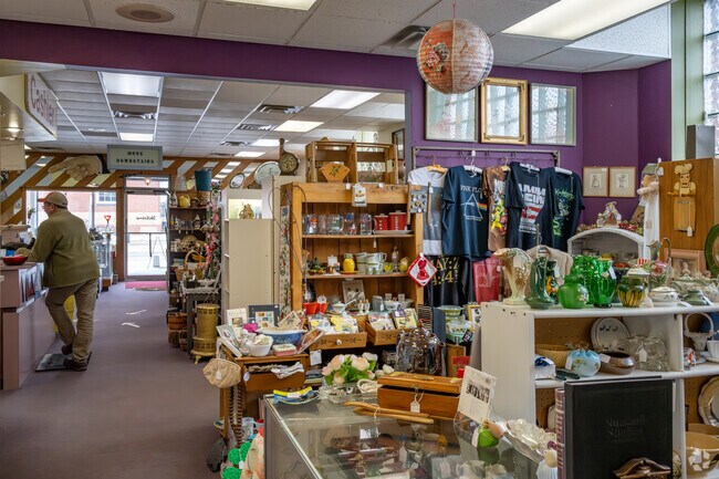 Antique shopping is a popular activity in downtown Menomonie, a short drive from Tainter Lake.