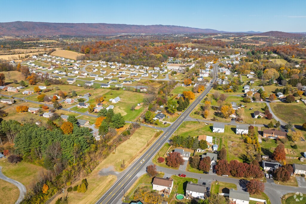 Subdivision streets in Maurertown back up to open fields.
