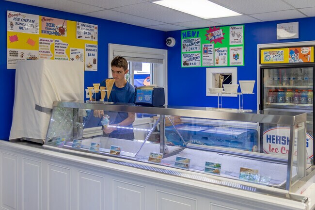Scoops Ice Cream Shop in Penn Forest is serving up fresh ice cream right across from Bear Foot Lake.