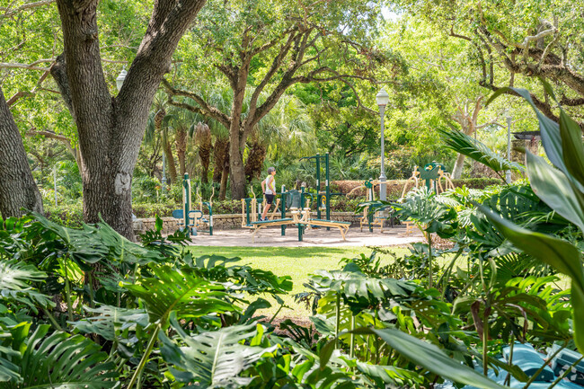 Ingraham Park has a gorgeous outdoor gym under the Banyan trees that nearby residents can enjoy.
