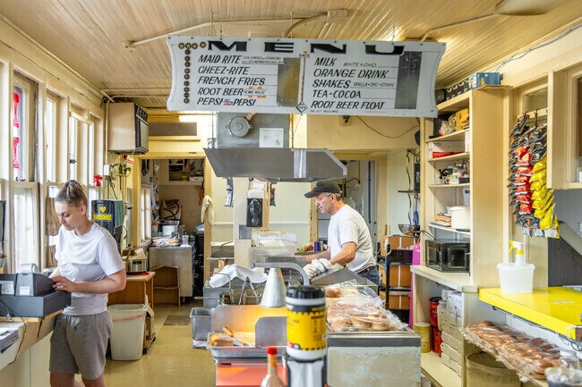 Try the first drive-thru in the united states at Maid-Rite in Vinegar Hill.