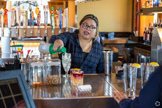 Mixing up a tasty drink at the Lazy Dog Restaurant in Peachtree Corners.