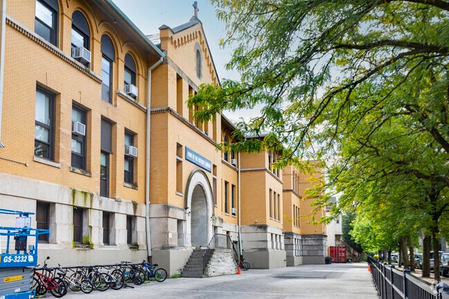 Entrance at Pritzker College Prep.