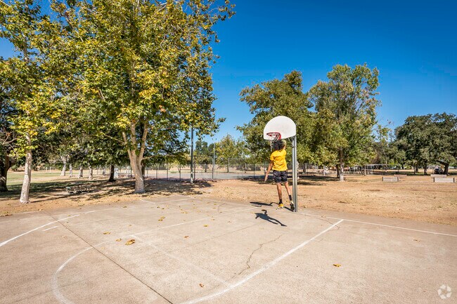 A local resident practices his NBA skills in North Highlands’ Hamilton Street Park.
