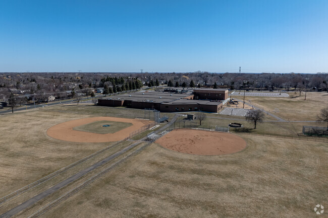 There are multiple youth baseball fields at Rice Lake Elementary School.