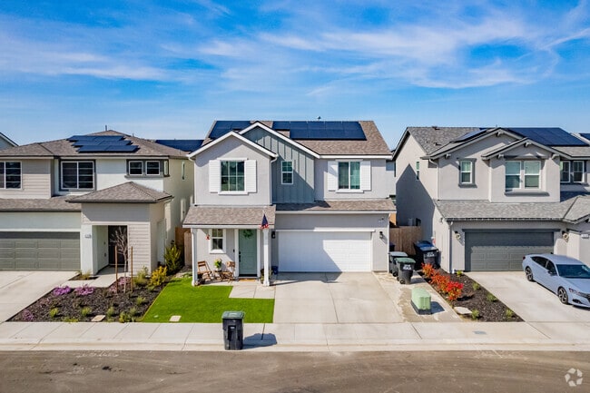 A new neighborhood of two-story homes in Shannon Ranch are build close to each other.