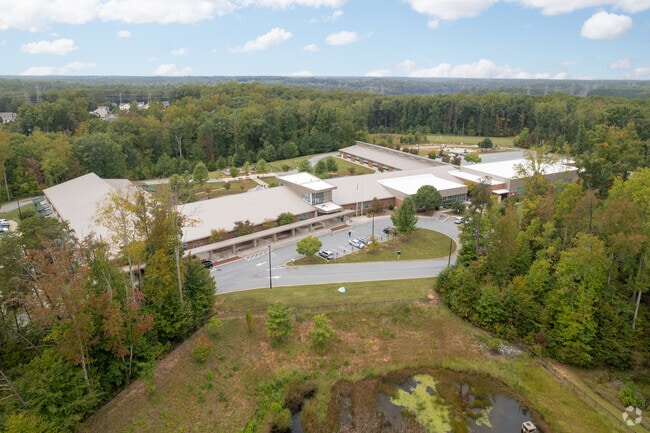 An aerial view of Ronald E. Mcnair Elementary School.