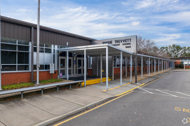 The entrance to Maude Trevvett Elementary School.