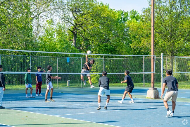 Foster Park's volleyball courts are a popular spot on a nice day.