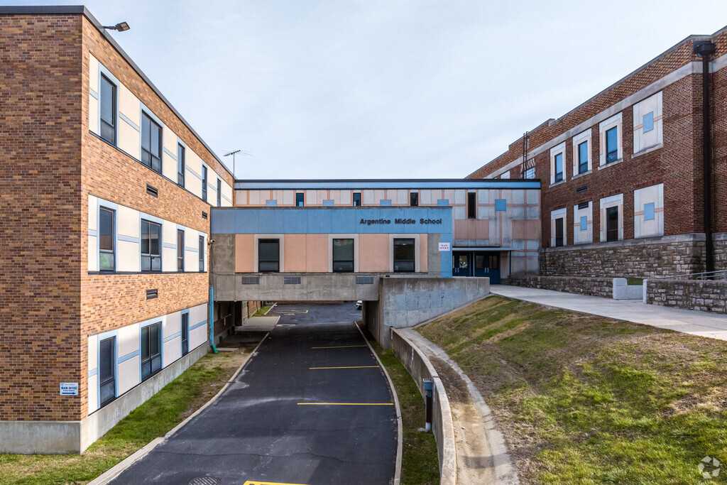 The large campus of Argentine Middle School has plenty of parking for teachers and parents.