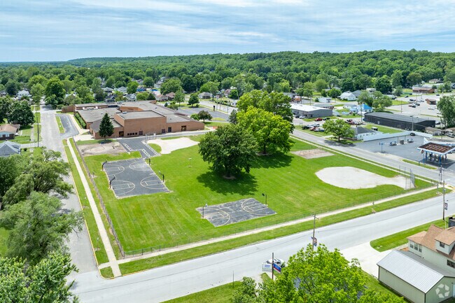 Aerial Central Elementary Public Pre-K & Elementary School.