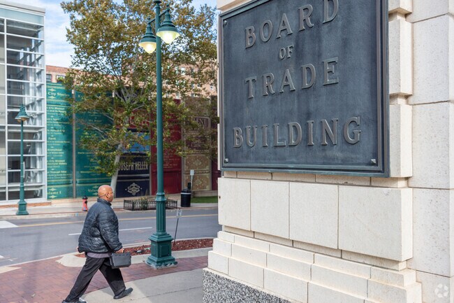 The stately Board of Trade Lofts are located in a historic building in the Library District.