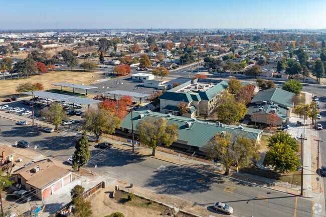 Colorful trees line the streets at Lincoln Elementary School in Fresno.