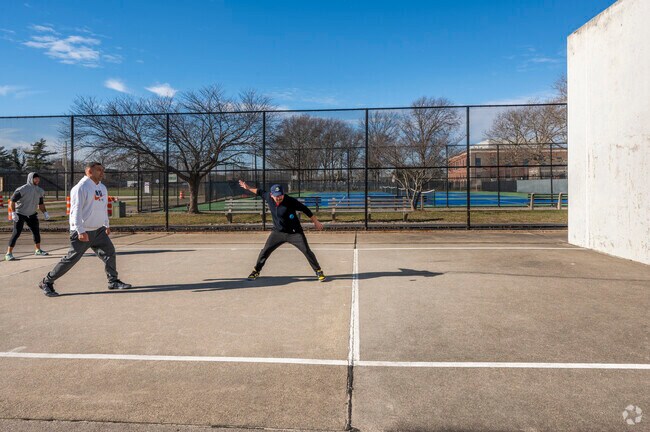 Grant Park in Hewlett combines handball courts with pond views and an ice rink.