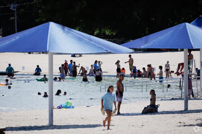 Memorial Park in Fair Lawn features athletic facilities and a unique sand-bottom pool.