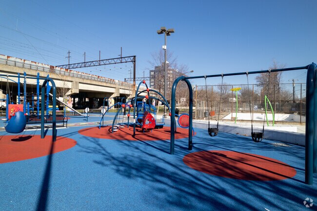 East Poplar Recreation Center Playground has a soft landing for the neighborhood's children.