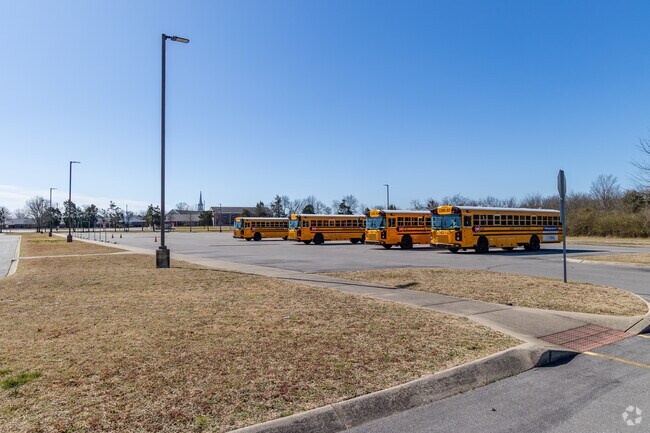 Parking is plentiful at Winfree Bryant Middle School.