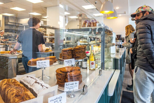 Black Walnut Bakery is a popular cafe in the neighborhood with freshly baked goods.