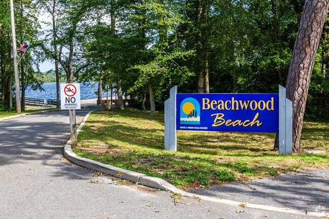 The Beachwood Beach welcome sign greets residents and visitors alike in Beachwood, NJ.