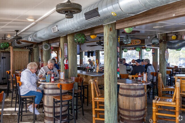 Locals in Barnegat relax at Sun Harbor Seafood and Grill.
