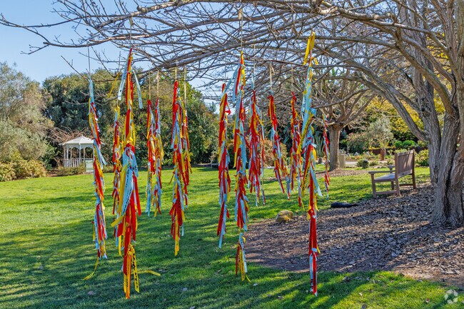 A tree festooned with ribbons bearing wishes is part of the Lunar New Year celebration at South Coast Botanic Gardens in Rolling Hills Estates.