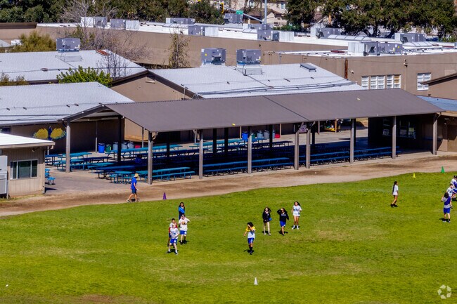 Students enjoy a soccer match at the Lakeside Middle School in Lakeview.