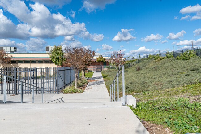 An alternative entrance to Aerial view of the entire campus at Heights Christian Jr High School